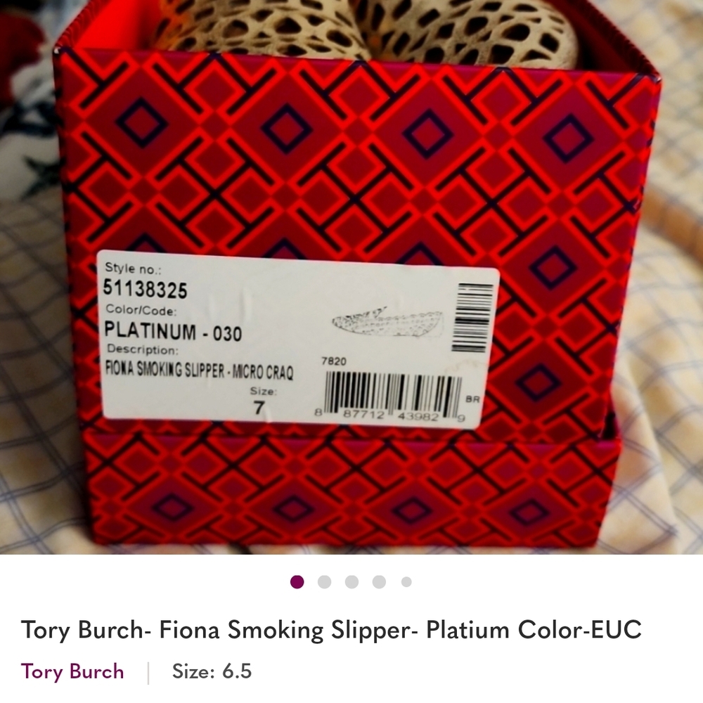 Tory Burch Platinum Fiona Smoking Slipper